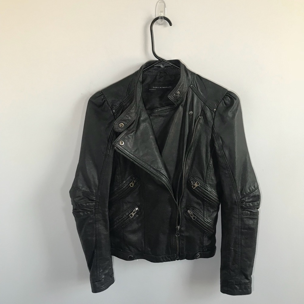 Zara Woman 100% Lambs Leather Jacket